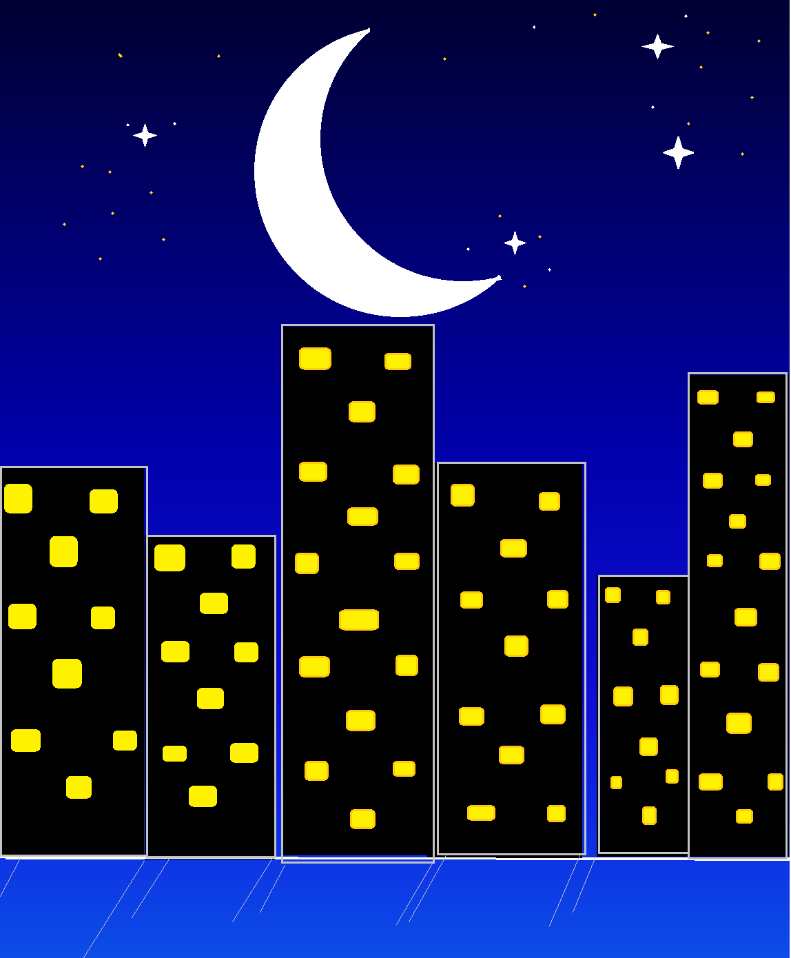 How to night scene in Ms paint |Building drawing in computer |Moon drawing in night scene |beautiful night scenery